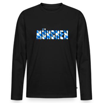 München - Männer Premium Bio Langarmshirt - Schwarz - Vorne - Nico (187cm)