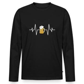 Bier Herzschlag - Männer Premium Bio Langarmshirt - Schwarz - Vorne - Nico (187cm)