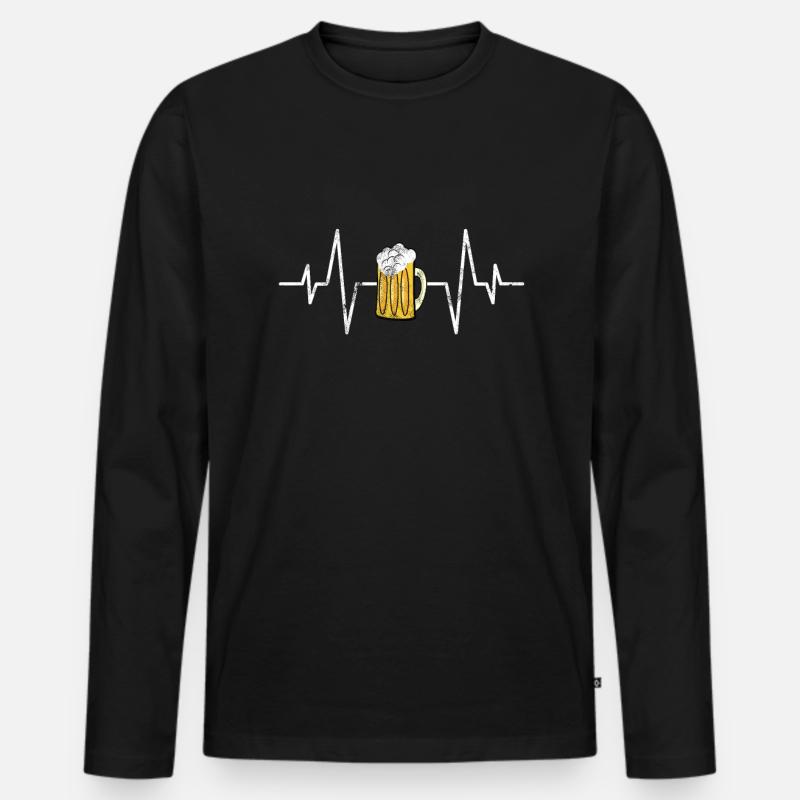 Bier Herzschlag - Männer Premium Bio Langarmshirt - Schwarz