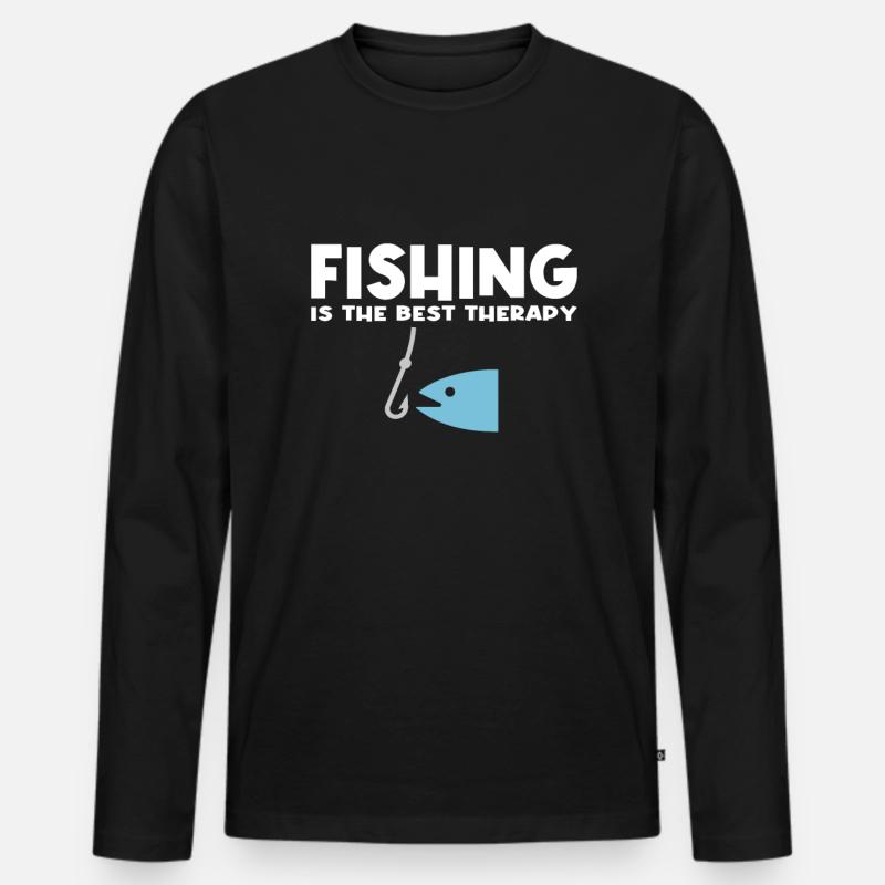Angeln Spruch - Männer Premium Bio Langarmshirt - Schwarz