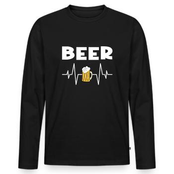 Battement de cœur de bière - T-shirt manches longues Premium bio Homme - noir - Devant - Nico (187cm)