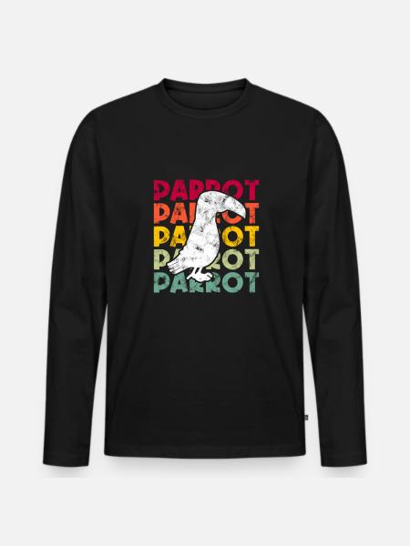 Papagei Retro - Männer Premium Bio Langarmshirt - Schwarz