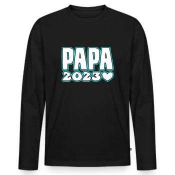 Papa 2023 - Männer Premium Bio Langarmshirt - Schwarz - Vorne - Nico (187cm)