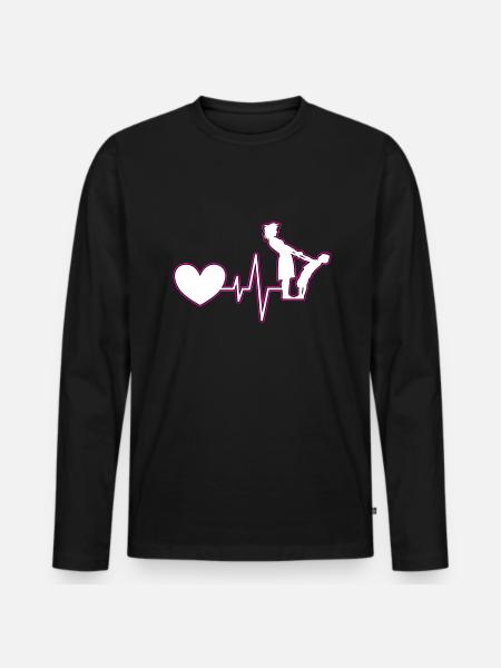 Mutter Kind Herzschlag - Männer Premium Bio Langarmshirt - Schwarz