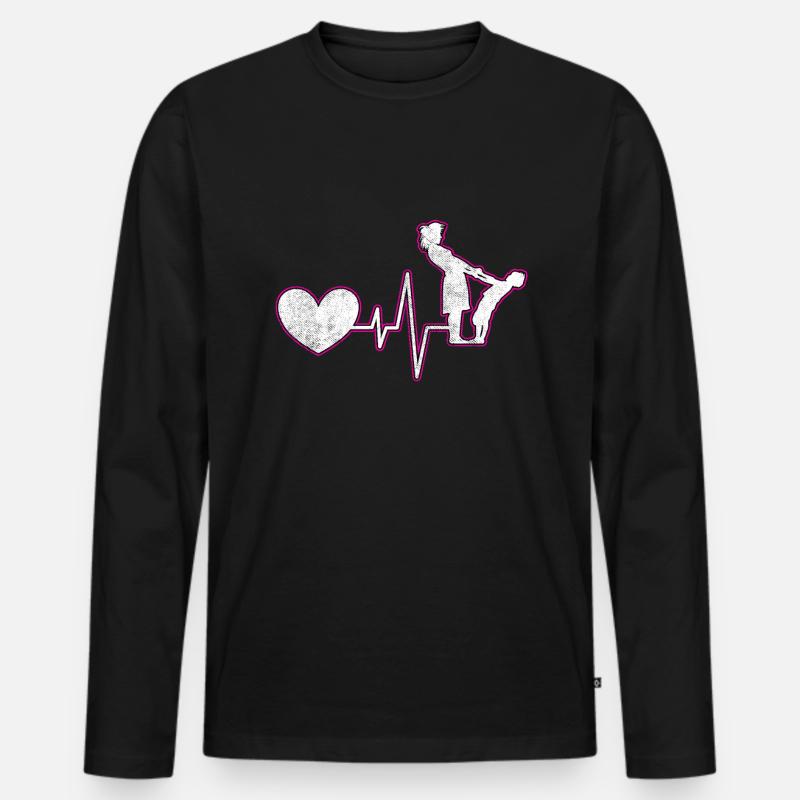Mutter Kind Herzschlag - Männer Premium Bio Langarmshirt - Schwarz