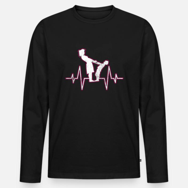 Mutter Kind Herzschlag - Männer Premium Bio Langarmshirt - Schwarz