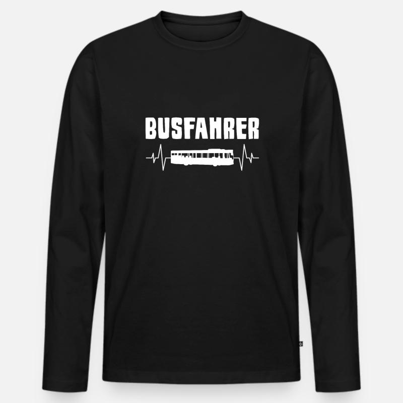 Bus Herzschlag - Männer Premium Bio Langarmshirt - Schwarz