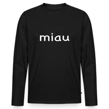 Miau - Männer Premium Bio Langarmshirt - Schwarz - Vorne - Nico (187cm)