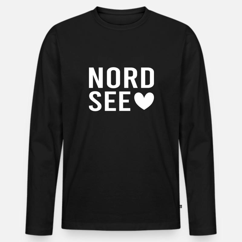 Nordsee - Männer Premium Bio Langarmshirt - Schwarz