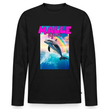 Mallefiziert Delfin Urlaub Mallorca Ibiza Malle - Männer Premium Bio Langarmshirt - Schwarz - Vorne - Nico (187cm)