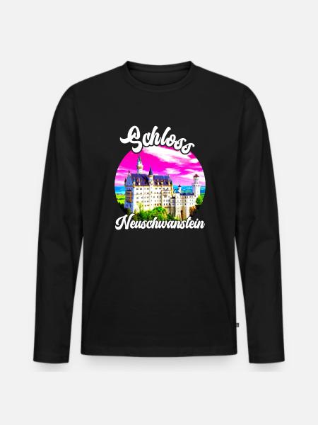 Bayern Schloss Neuschwanstein Deutschland - Männer Premium Bio Langarmshirt - Schwarz