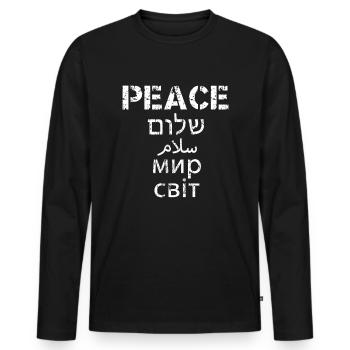 Peace for All People Pacifist Pacifism Demo - Men's Premium Organic Long Sleeve Shirt - black - Front - Nico (187cm)