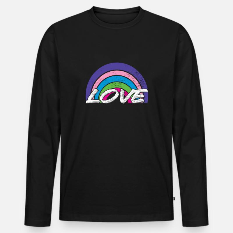Love rainbow - Männer Premium Bio Langarmshirt - Schwarz