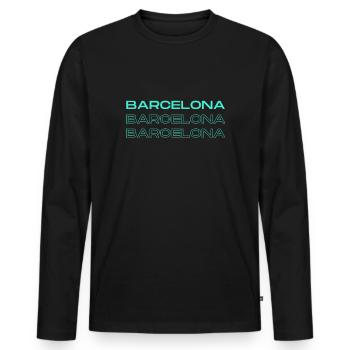 Barcelone - T-shirt manches longues Premium bio Homme - noir - Devant - Nico (187cm)