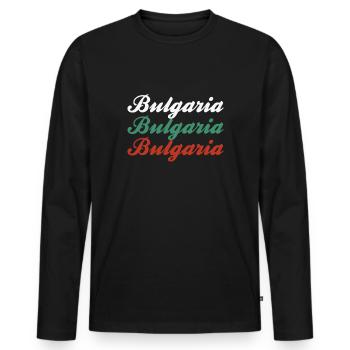 Bulgarie Bulgarie Lettrage - T-shirt manches longues Premium bio Homme - noir - Devant - Nico (187cm)