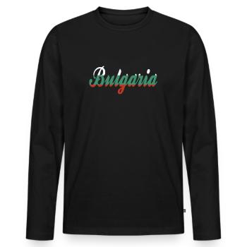 Bulgarie Bulgarie Lettrage Bulgarie - T-shirt manches longues Premium bio Homme - noir - Devant - Nico (187cm)