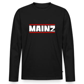 Mainz - Männer Premium Bio Langarmshirt - Schwarz - Vorne - Nico (187cm)