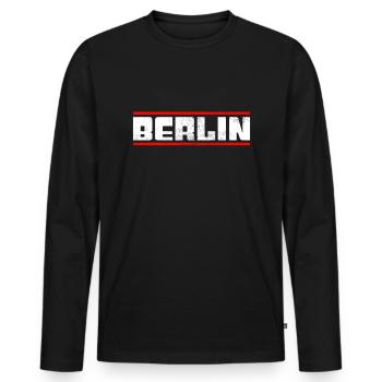 Berlin - T-shirt manches longues Premium bio Homme - noir - Devant - Nico (187cm)