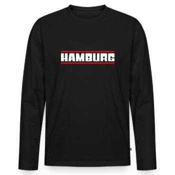 Hamburg - Men's Premium Organic Long Sleeve Shirt - black - Front - Nico (187cm)