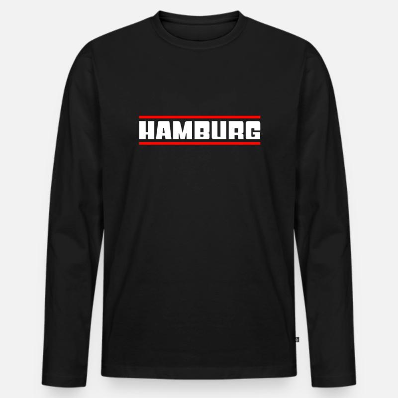 Hamburg - Männer Premium Bio Langarmshirt - Schwarz