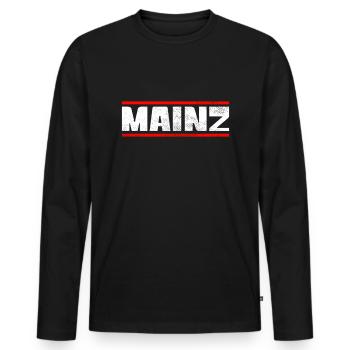 Mainz - Männer Premium Bio Langarmshirt - Schwarz - Vorne - Nico (187cm)