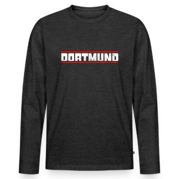 Dortmund - Männer Premium Bio Langarmshirt - Anthrazit meliert - Vorne - Nico (187cm)