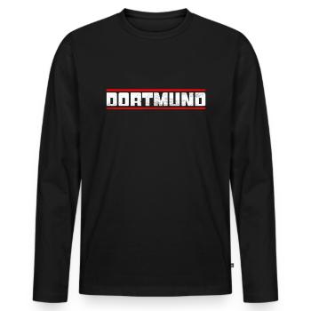 Dortmund - Men's Premium Organic Long Sleeve Shirt - black - Front - Nico (187cm)