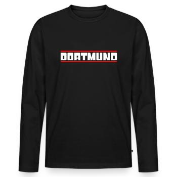 Dortmund - Men's Premium Organic Long Sleeve Shirt - black - Front - Nico (187cm)