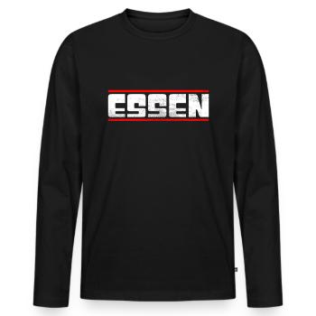 Essen - Männer Premium Bio Langarmshirt - Schwarz - Vorne - Nico (187cm)