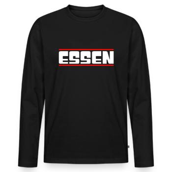 Essen - Männer Premium Bio Langarmshirt - Schwarz - Vorne - Nico (187cm)