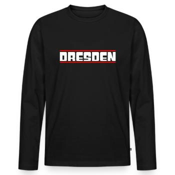 Dresde - T-shirt manches longues Premium bio Homme - noir - Devant - Nico (187cm)