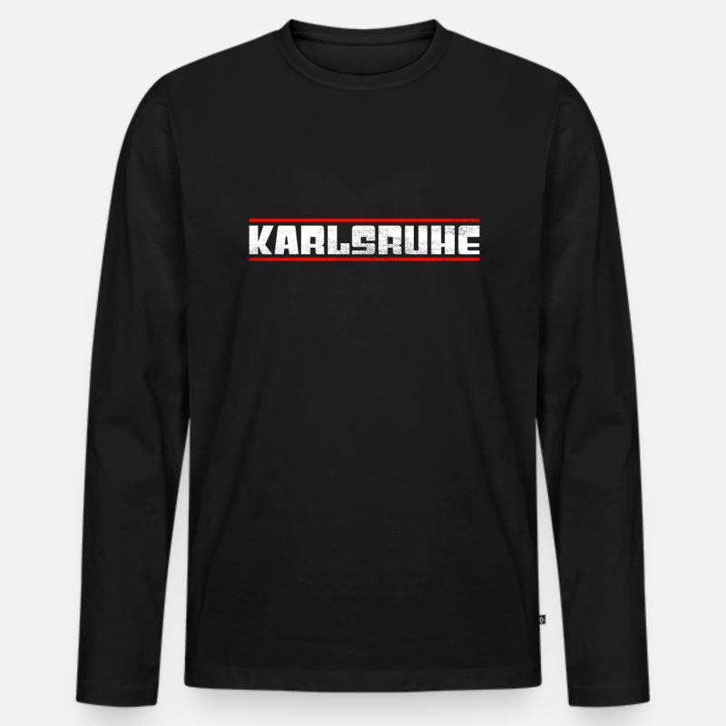 Karlsruhe - Männer Premium Bio Langarmshirt - Schwarz