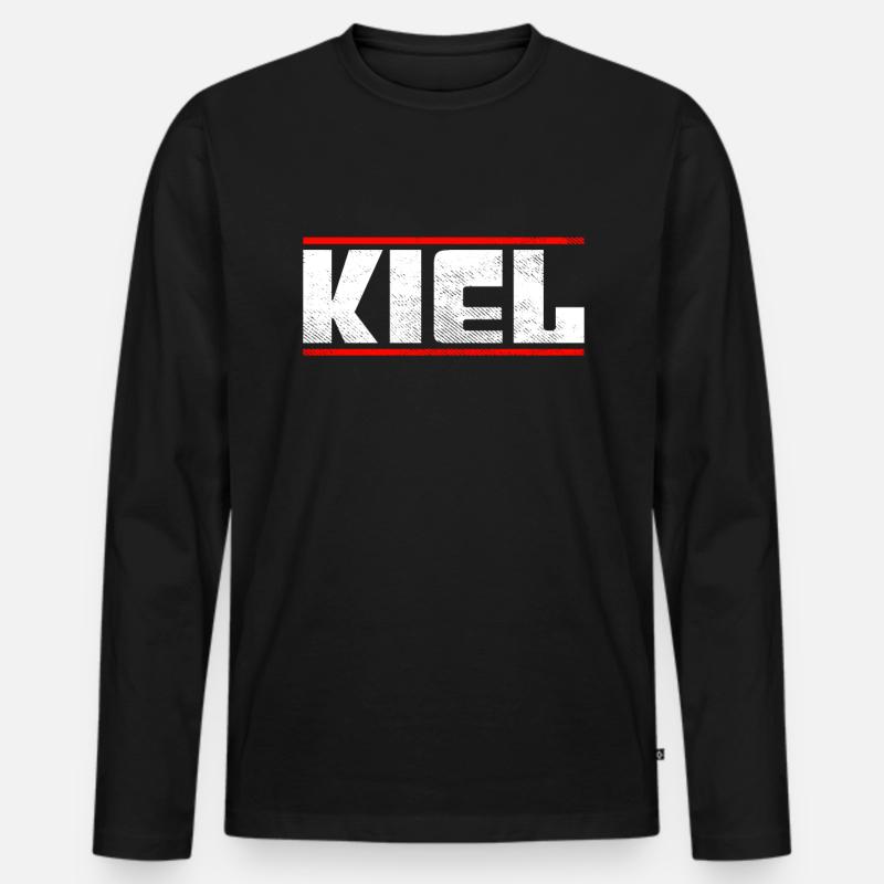 Kiel - Männer Premium Bio Langarmshirt - Schwarz