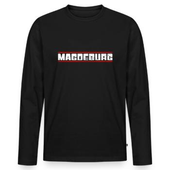 Magdeburg - Men's Premium Organic Long Sleeve Shirt - black - Front - Nico (187cm)
