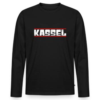 Kassel - T-shirt manches longues Premium bio Homme - noir - Devant - Nico (187cm)