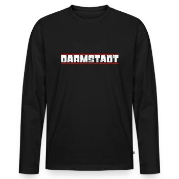 Darmstadt - Männer Premium Bio Langarmshirt - Schwarz - Vorne - Nico (187cm)