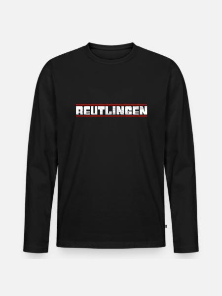 Reutlingen - Männer Premium Bio Langarmshirt - Schwarz
