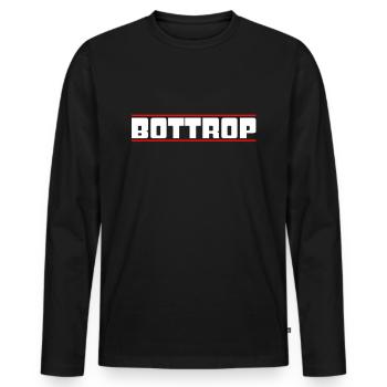 Bottrop - Männer Premium Bio Langarmshirt - Schwarz - Vorne - Nico (187cm)