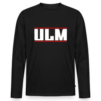 Ulm - Männer Premium Bio Langarmshirt - Schwarz - Vorne - Nico (187cm)