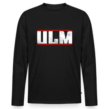 Ulm - Männer Premium Bio Langarmshirt - Schwarz - Vorne - Nico (187cm)