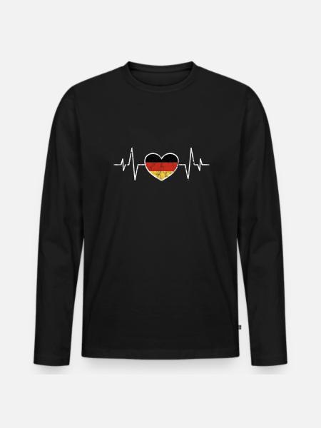 Germany Heart Heartbeat - Men's Premium Organic Long Sleeve Shirt - black
