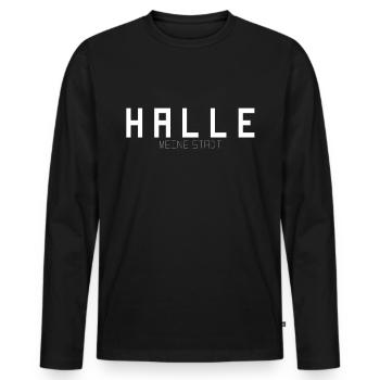 Halle My City - Men's Premium Organic Long Sleeve Shirt - black - Front - Nico (187cm)