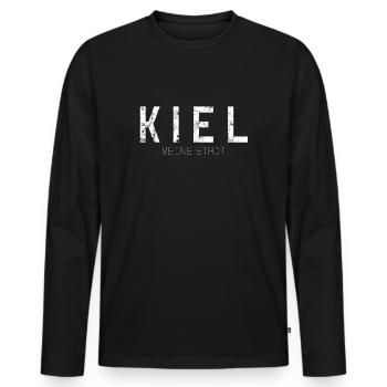Kiel Ma ville - T-shirt manches longues Premium bio Homme - noir - Devant - Nico (187cm)