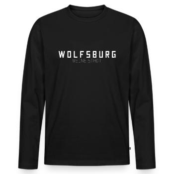Wolfsburg Meine Stadt - Männer Premium Bio Langarmshirt - Schwarz - Vorne - Nico (187cm)