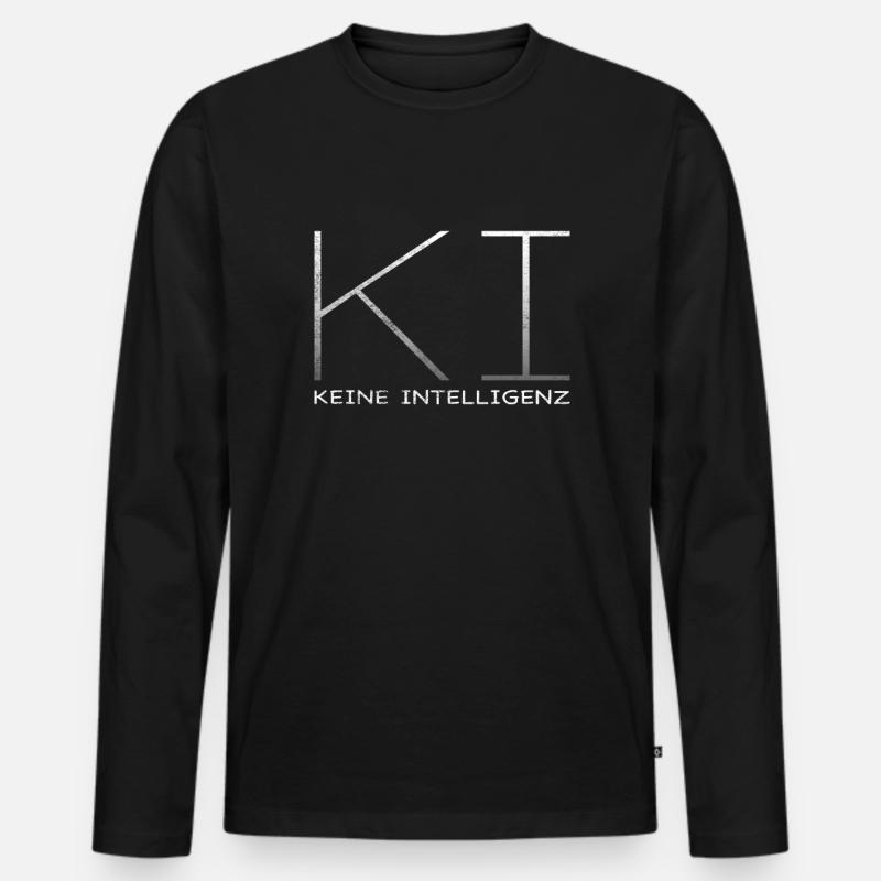 KI - Keine Intelligenz - Männer Premium Bio Langarmshirt - Schwarz