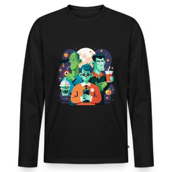 Klassische Monster mit einem lustigen Twist - Männer Premium Bio Langarmshirt - Schwarz - Vorne - Nico (187cm)