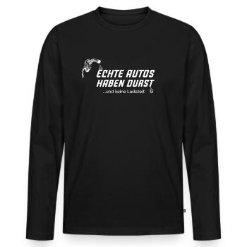 Echte Autos haben Durst Motorschau Benzin PS - Männer Premium Bio Langarmshirt - Schwarz - Vorne - Nico (187cm)