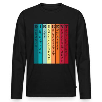 Caractéristiques du chef d’orchestre Chef d’orchestre Professeur de musique - T-shirt manches longues Premium bio Homme - noir - Devant - Nico (187cm)