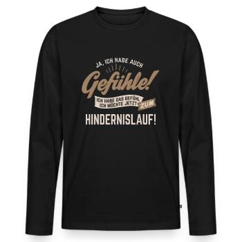 Gefuehle - ich moechte Sport - Hindernislauf! - - Männer Premium Bio Langarmshirt - Schwarz - Vorne - Nico (187cm)