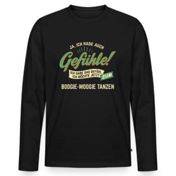 Gefühl ich möchte Boogie-Woogie tanzen - RAHMENLOS - Männer Premium Bio Langarmshirt - Schwarz - Vorne - Nico (187cm)